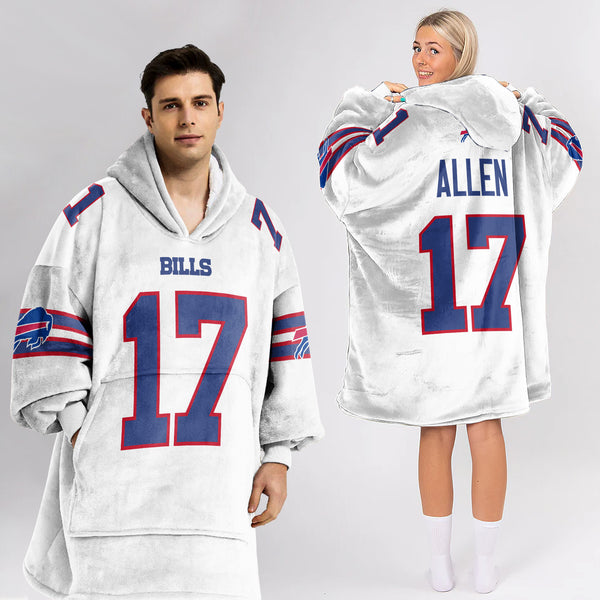 Adult 17 Buffalo Football Unisex Blanket Hoodie