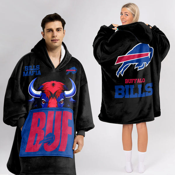Adult Buffalo Football Unisex Blanket Hoodie