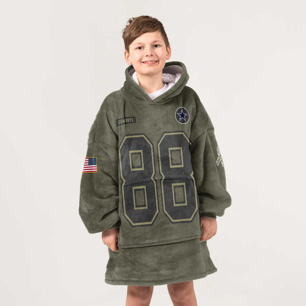 Kid C.L 88 Dallas Football Blanket Hoodie – Olive Salute to Service