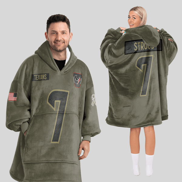 Adult C.J.S 7 Houston Football Blanket Hoodie – Olive Salute to Service