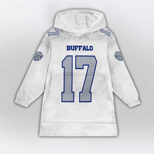 Adult 17 Buffalo Football Unisex Blanket Hoodie