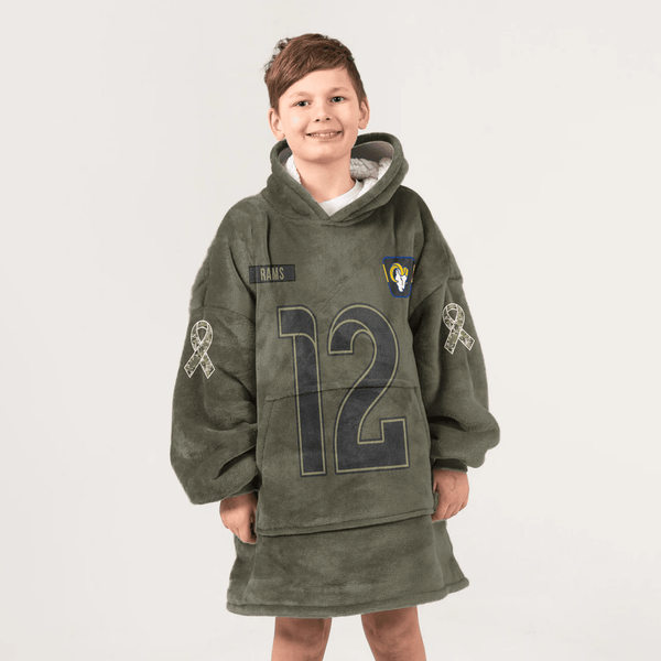 Kid P.N 12 Los Angeles Football Blanket Hoodie – Olive Salute to Service