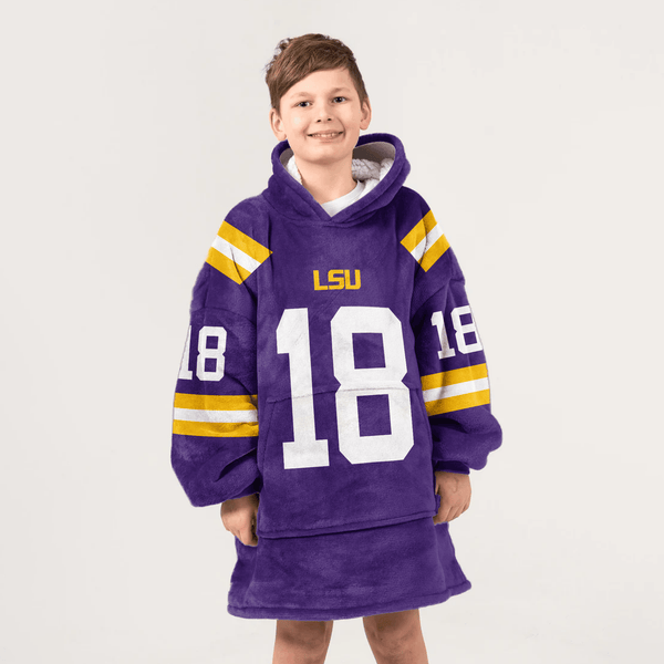 Kid G.N 18 LSU Football Unisex Blanket Hoodie