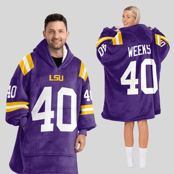 Adult W.W 40 LSU Football Unisex Blanket Hoodie
