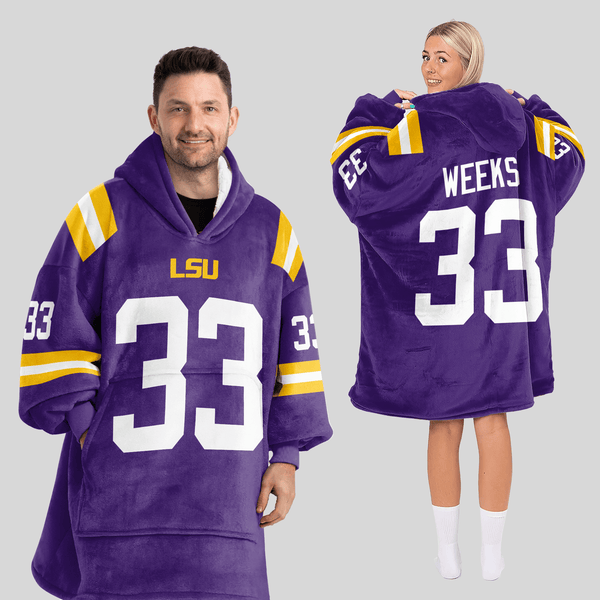 Adult W.W 33 LSU Football Unisex Blanket Hoodie