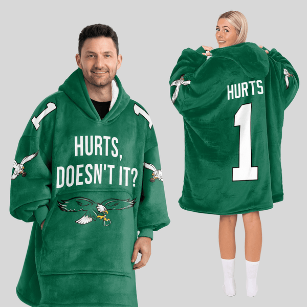 Hurts, Doesn't It 1 Philadelphia Football Unisex Blanket Hoodie