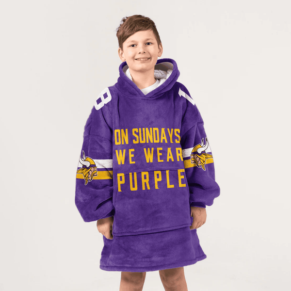 Kid 18 Minnesota Football Unisex Blanket Hoodie