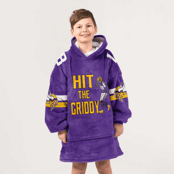 Kid 18 Minnesota Football Unisex Blanket Hoodie