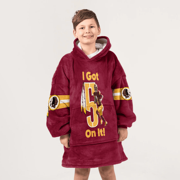 Kid 5 Washington Football Unisex Blanket Hoodie