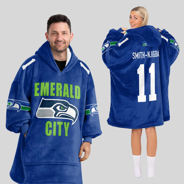 Adult Emerald City 11 Seattle Football Unisex Blanket Hoodie