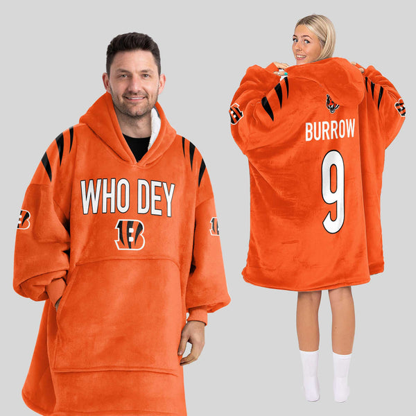 Adult Who Dey 9 Cincinnati Football Unisex Blanket Hoodie