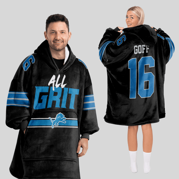 Adult All Grit J.G 16 Detroit Football Unisex Blanket Hoodie