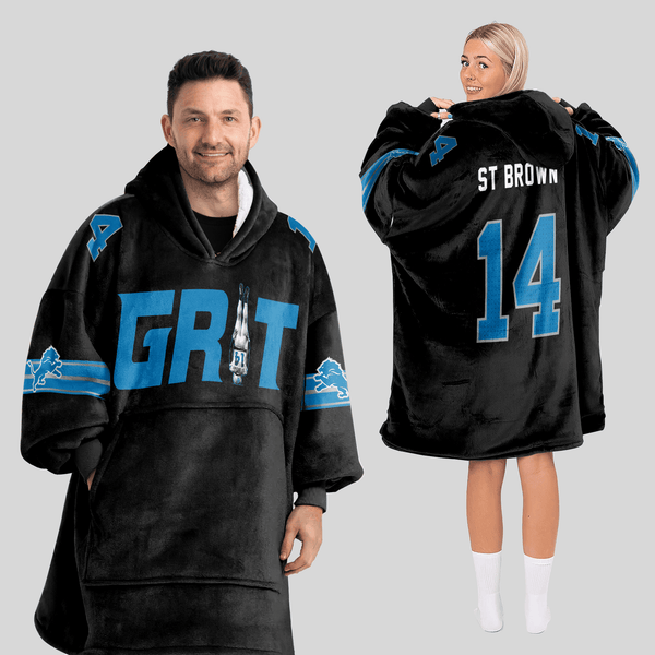 Adult Grit 14 Detroit Lions Football Unisex Blanket Hoodie