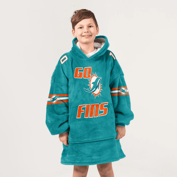 Go Fins T.H 10 Miami Football Unisex Blanket Hoodie