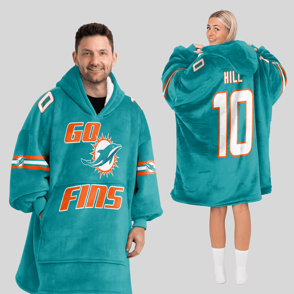 Go Fins T.H 10 Miami Football Unisex Blanket Hoodie