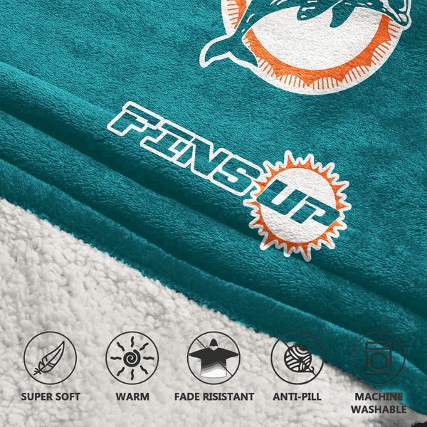 Fins Up T.H 10 Miami Football Unisex Blanket Hoodie