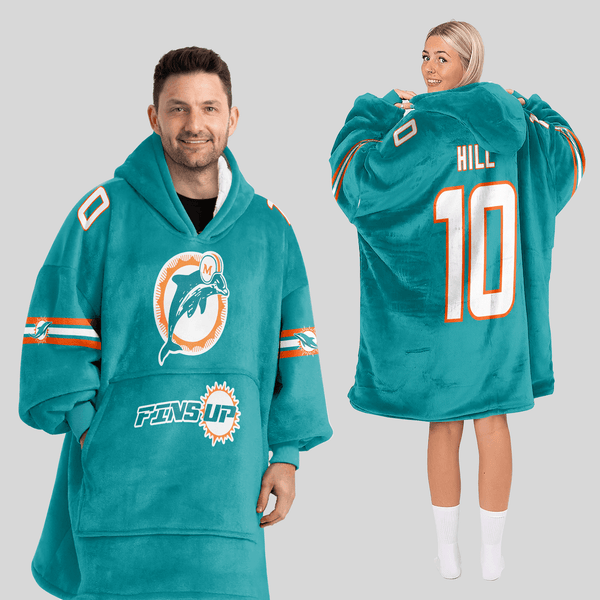 Fins Up T.H 10 Miami Football Unisex Blanket Hoodie
