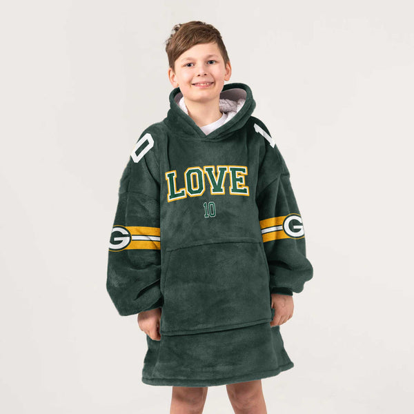 J.L 10 Green Bay Football Unisex Blanket Hoodie