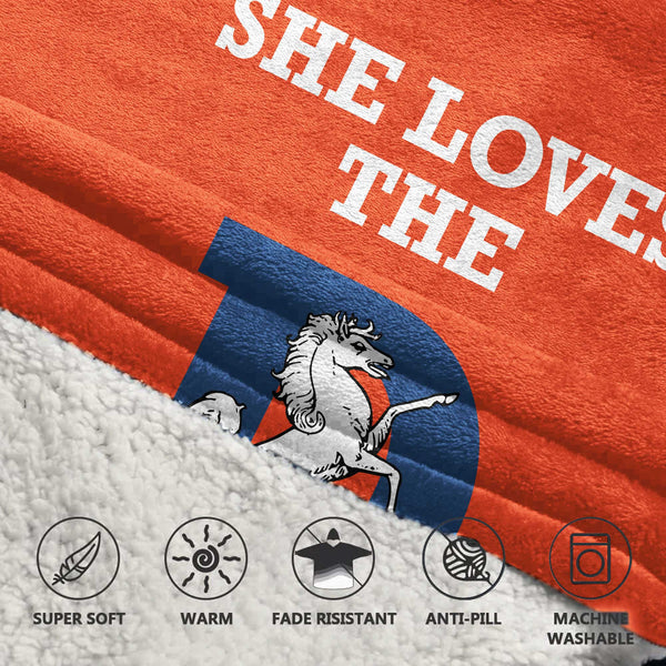 She Loves The D Denver Football Unisex Blanket Hoodie