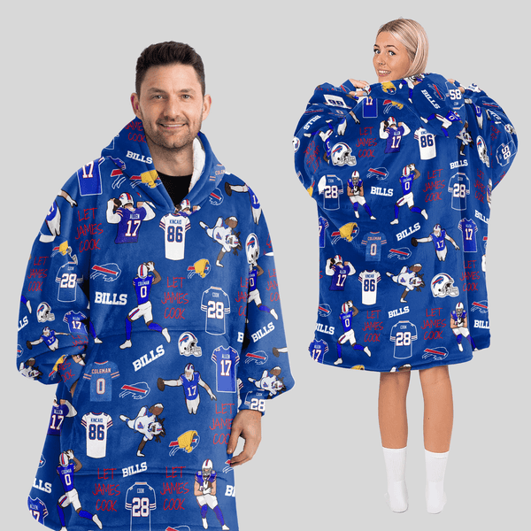 Buffalo Football Full Patterns Unisex Blanket Hoodie