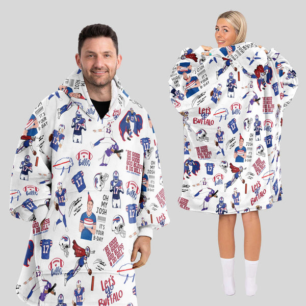 Pattern J.A 17 Buffalo Football Unisex Blanket Hoodie