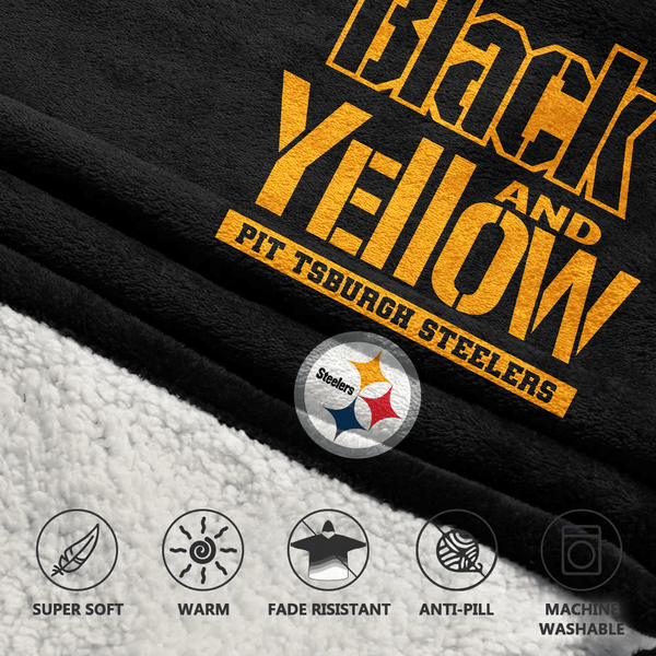 Black And Yellow T.J.W 90 Pittsburgh Football Unisex Blanket Hoodie