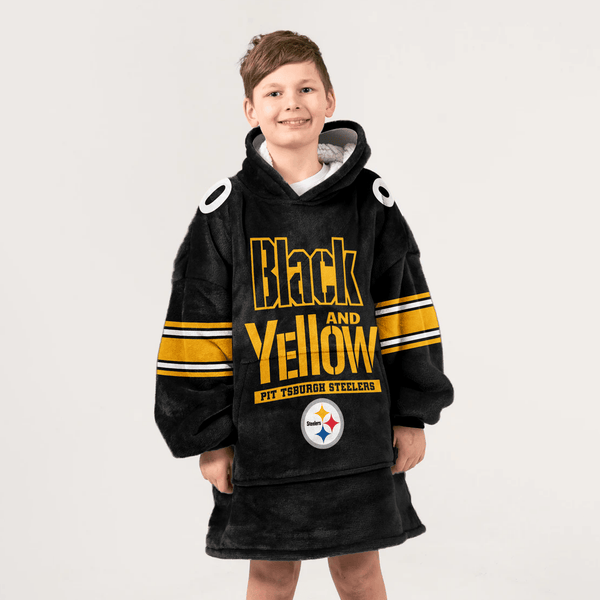 Black And Yellow T.J.W 90 Pittsburgh Football Unisex Blanket Hoodie