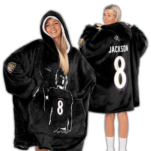 L.J 8 Baltimore Football Unisex Blanket Hoodie