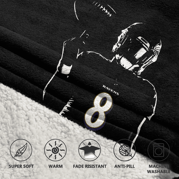 L.J 8 Baltimore Football Unisex Blanket Hoodie