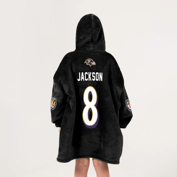 L.J 8 Baltimore Football Unisex Blanket Hoodie