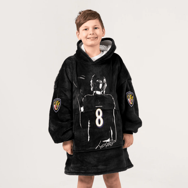 L.J 8 Baltimore Football Unisex Blanket Hoodie