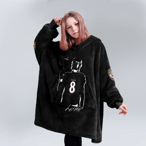 L.J 8 Baltimore Football Unisex Blanket Hoodie