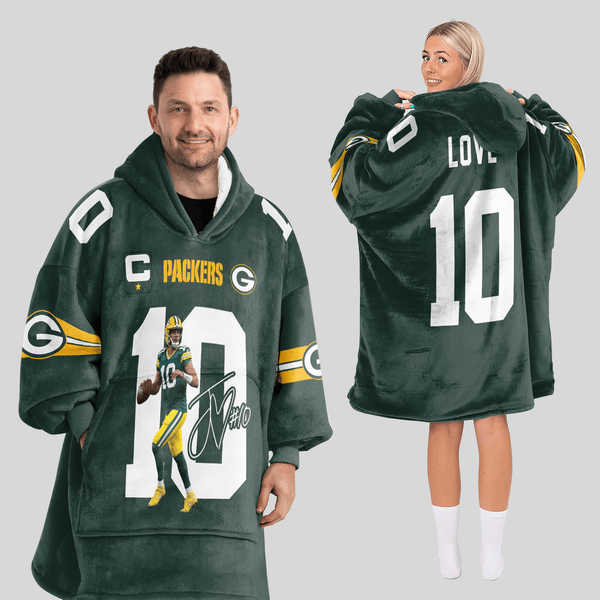 J.L 10 Green Bay Football Unisex Blanket Hoodie