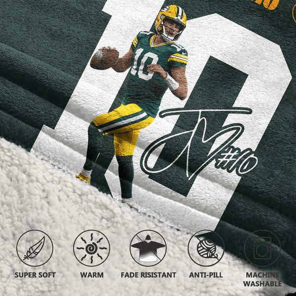 J.L 10 Green Bay Football Unisex Blanket Hoodie