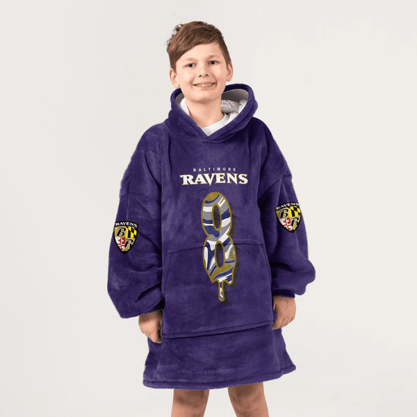 L.J 8 Baltimore Football Unisex Blanket Hoodie