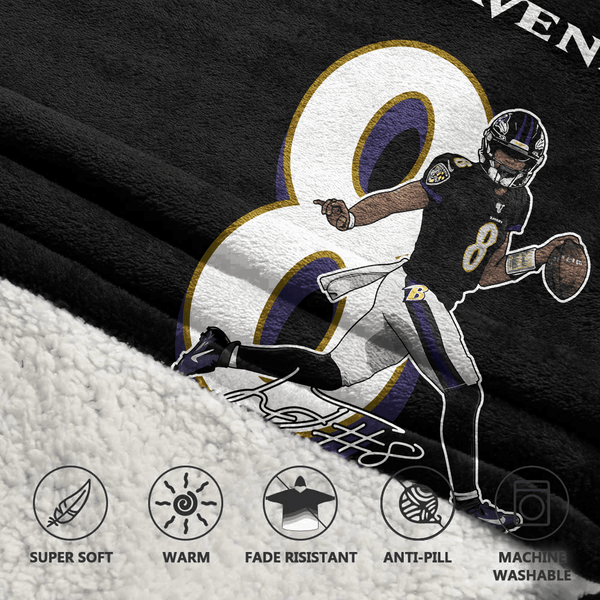 L.J 8 Baltimore Football Unisex Blanket Hoodie