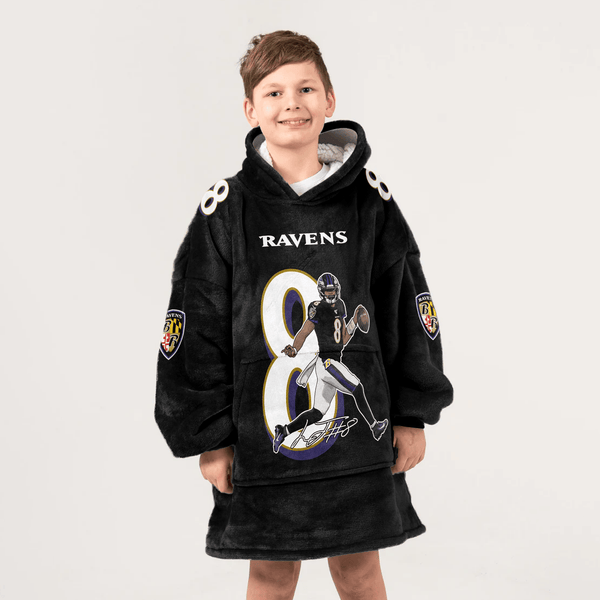 L.J 8 Baltimore Football Unisex Blanket Hoodie