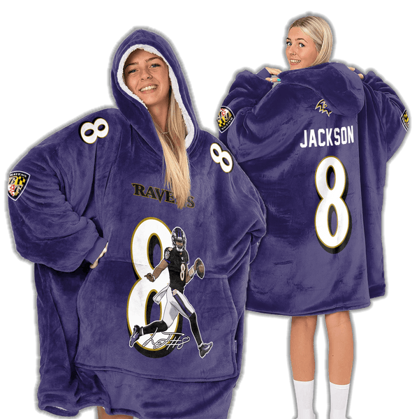 L.J 8 Baltimore Football Unisex Blanket Hoodie