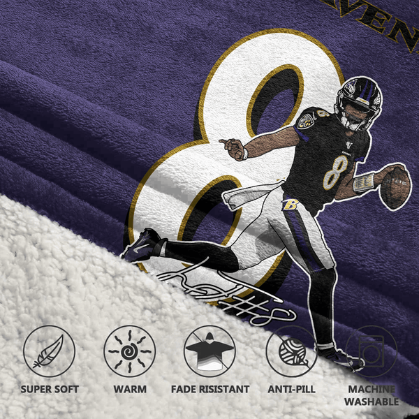 L.J 8 Baltimore Football Unisex Blanket Hoodie