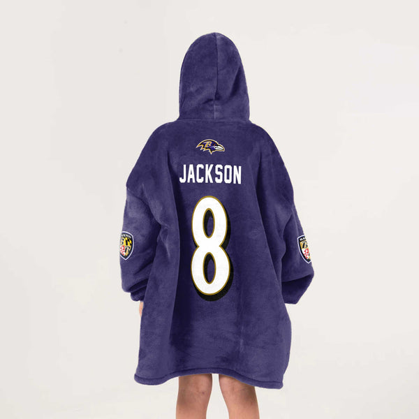 L.J 8 Baltimore Football Unisex Blanket Hoodie