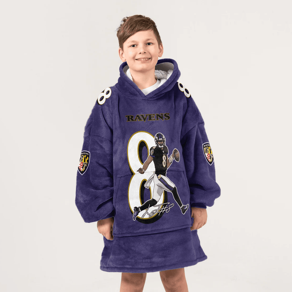 L.J 8 Baltimore Football Unisex Blanket Hoodie
