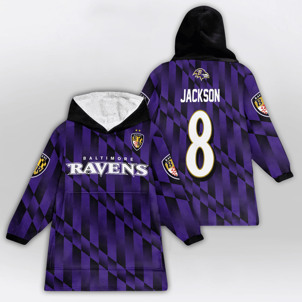 L.J 8 Baltimore Football x Football Unisex Blanket Hoodie