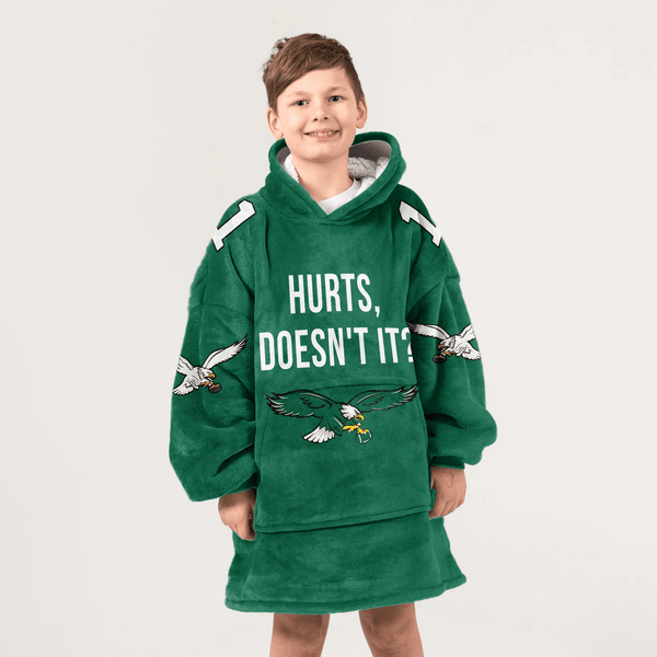 Hurts, Doesn't It 1 Philadelphia Football Unisex Blanket Hoodie