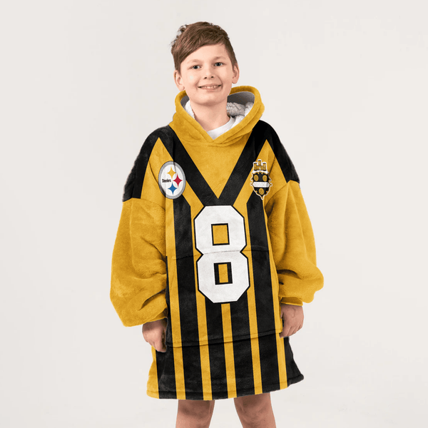 T.J.W 8 Pittsburgh Football Unisex Blanket Hoodie