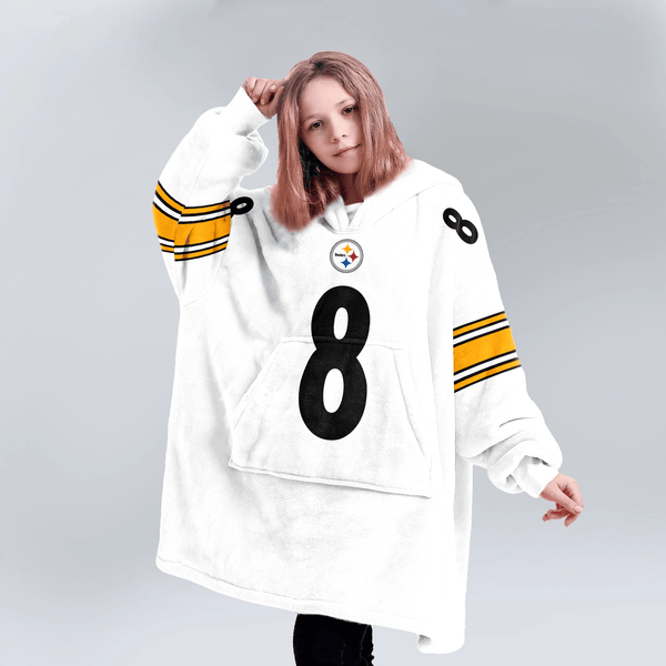 T.J.W 8 Pittsburgh Football Unisex Blanket Hoodie