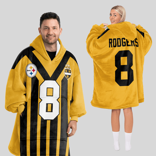 T.J.W 8 Pittsburgh Football Unisex Blanket Hoodie