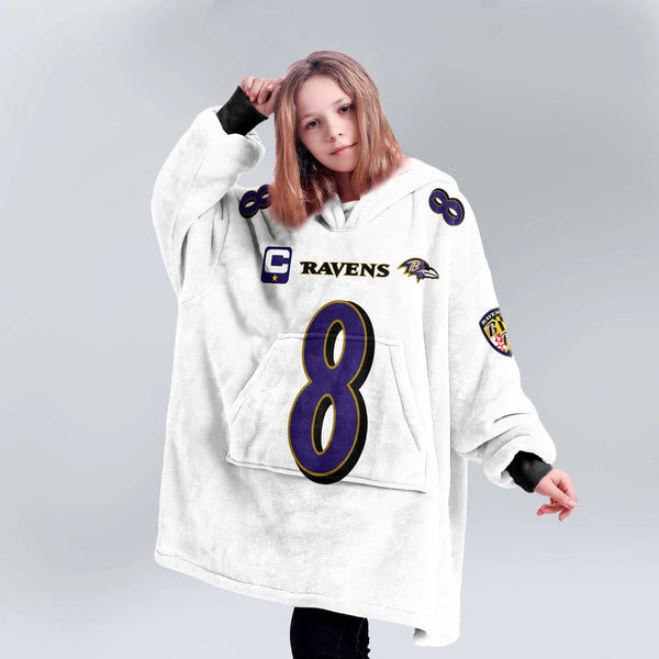 Captain L.J 8 Baltimore Football Unisex Blanket Hoodie