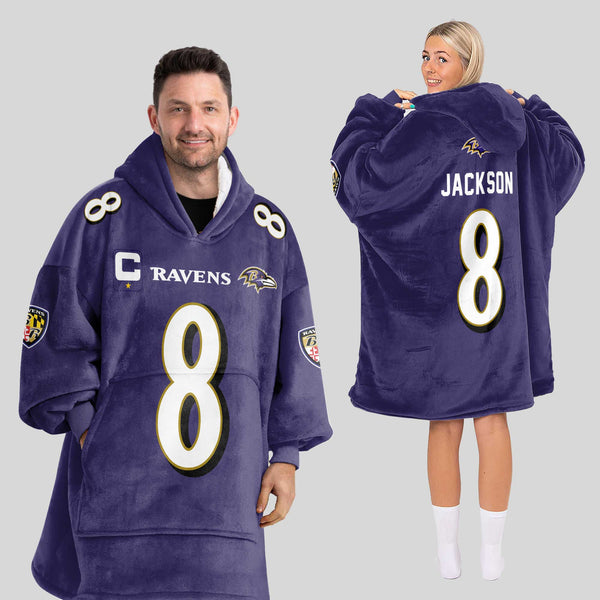 L.J 8 Baltimore Football x Football Unisex Blanket Hoodie