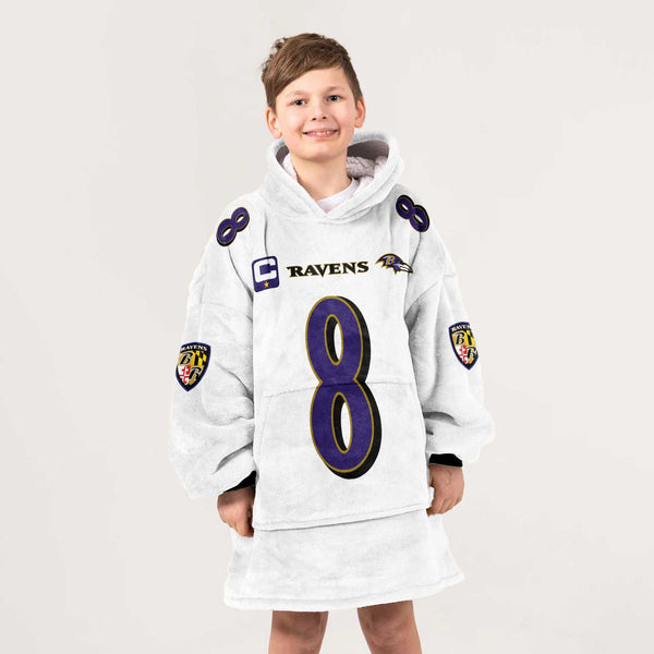 L.J 8 Baltimore Football Unisex Blanket Hoodie