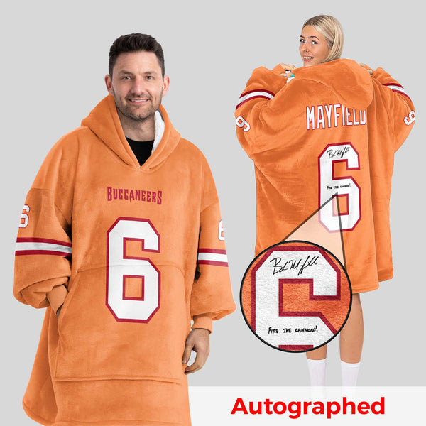 Autographed B.M 6 Tampa Bay Football Unisex Blanket Hoodie
